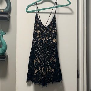 Black and nude lace romper